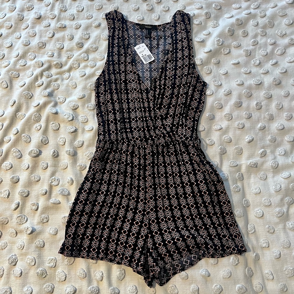 Forever 21 Black and White Patterned Romper